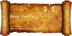 Hess Iván névjegykártya